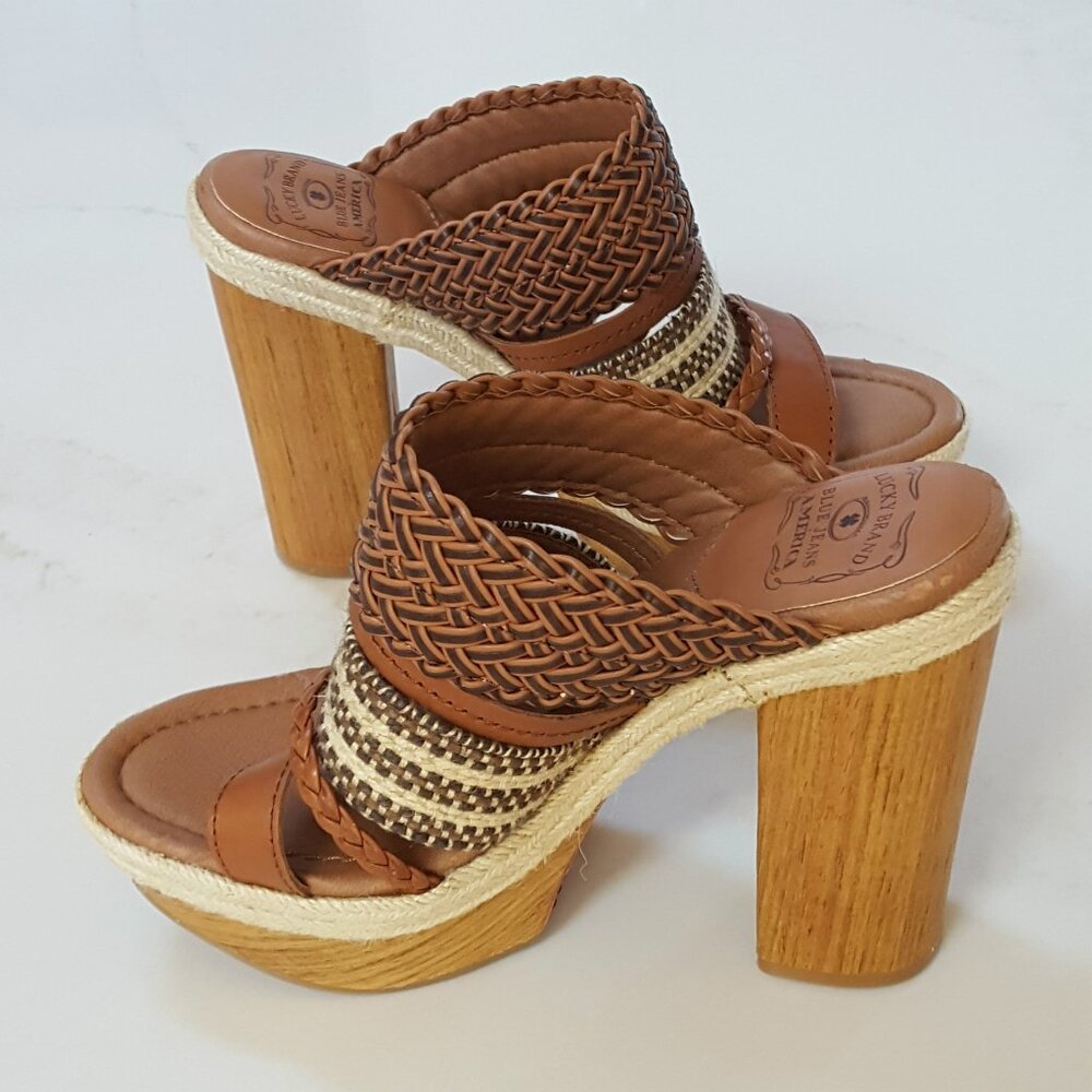 Lucky Brand Brown Woven Platform Sandals